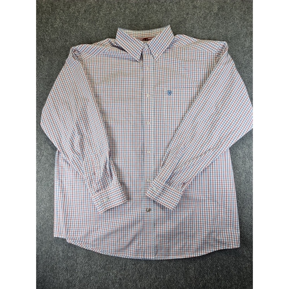 Ariat Shirt Mens Size XL White Plaid Pro Series Button Down Long Sleeve 1510